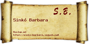 Sinkó Barbara névjegykártya