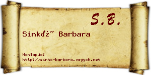 Sinkó Barbara névjegykártya